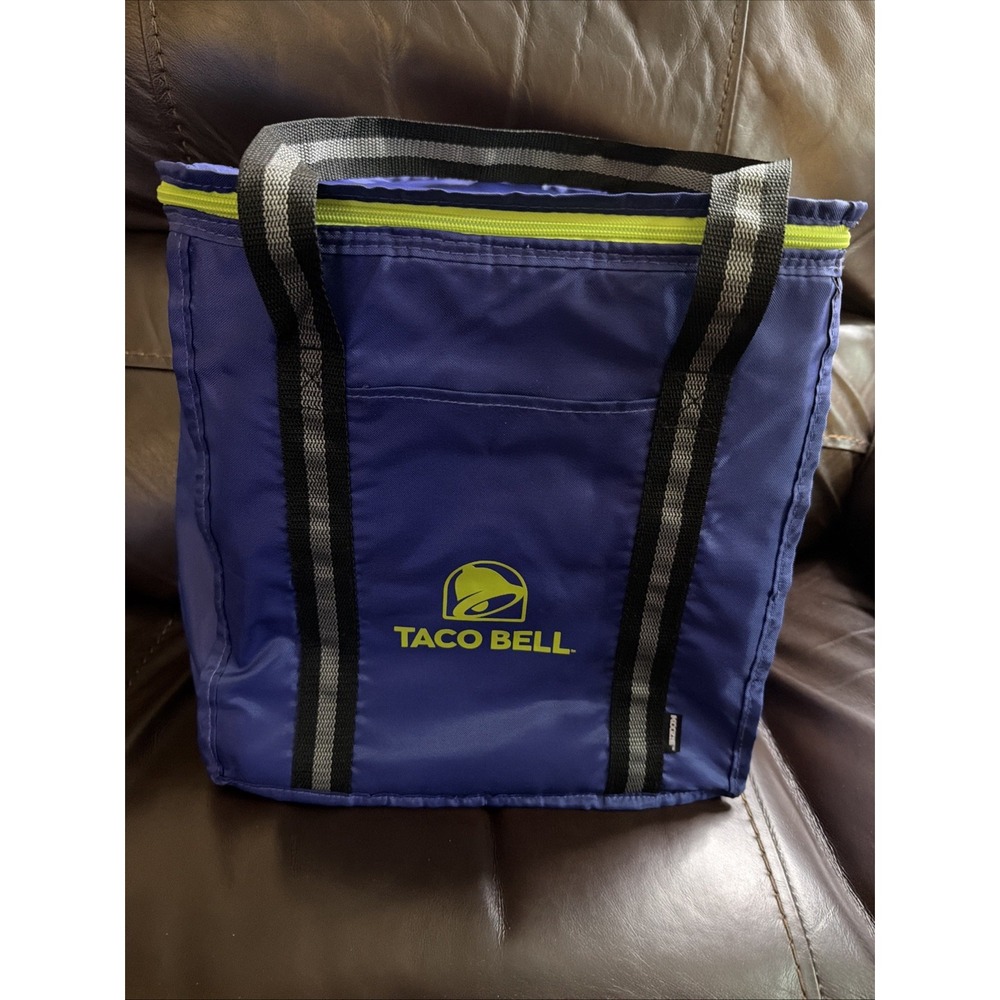 Taco Bell Exclusive Insulated Striped Cooler Box Handle Koozie Collapsible Promo